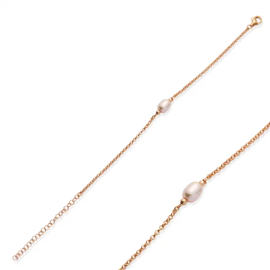 Dainty Pink Pearl Design Trendy Charm Silver Bracelet