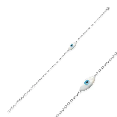 Evil Eye Mother of Pearl 925 Charm Bracelet