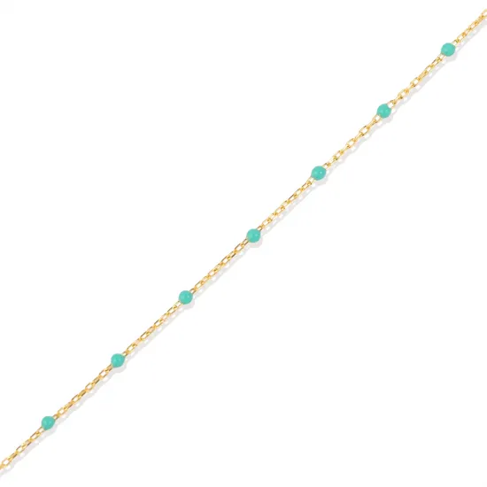 Mint Green Color Enamel 925 Chain Bracelet