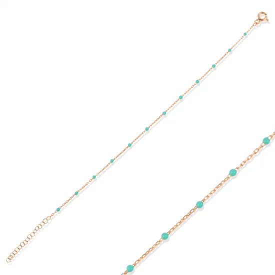 Mint Green Color Enamel 925 Chain Bracelet