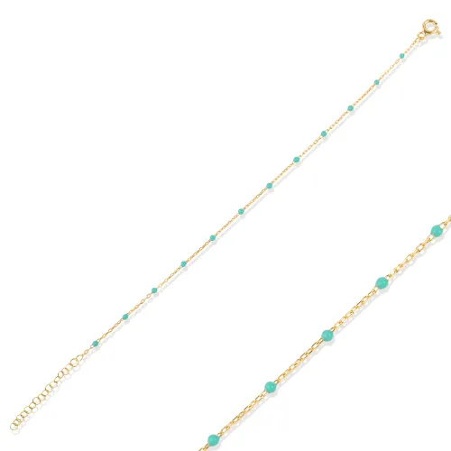 Mint Green Color Enamel 925 Chain Bracelet