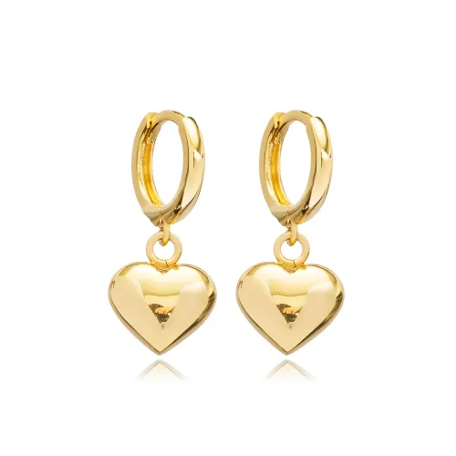 Silver Bubble Heart Charm Dangle Earring