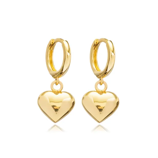 Silver Bubble Heart Charm Dangle Earring