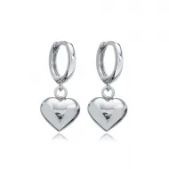 Silver Bubble Heart Charm Dangle Earring