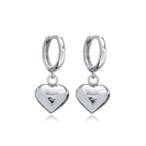 Silver Bubble Heart Charm Dangle Earring