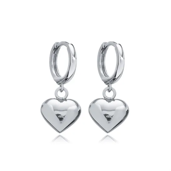 Silver Bubble Heart Charm Dangle Earring