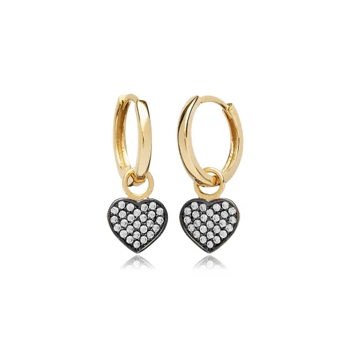 Heart Design Silver 925 Dangle Earrings