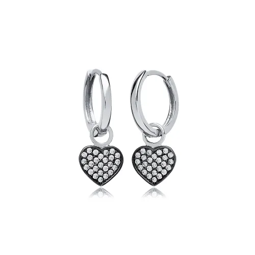 Heart Design Silver 925 Dangle Earrings