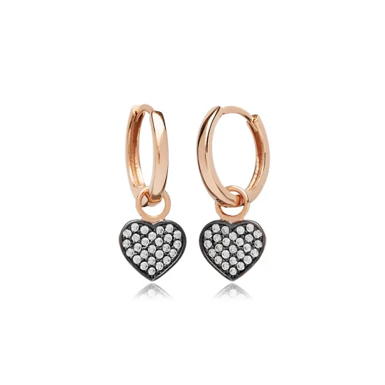 Heart Design Silver 925 Dangle Earrings