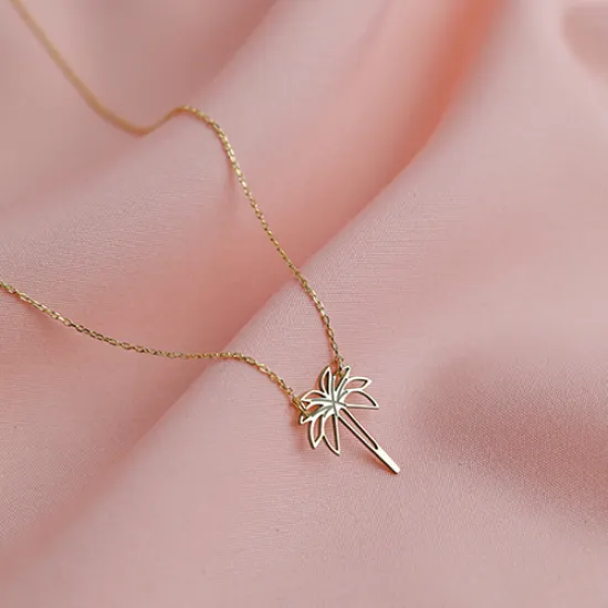 Plain Palm Tree Design 925 Charm Necklace