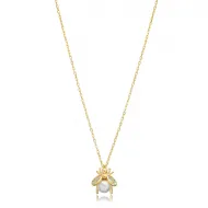 Bee Design Cute Pearl Charm Necklace 925 Silver Jewelry