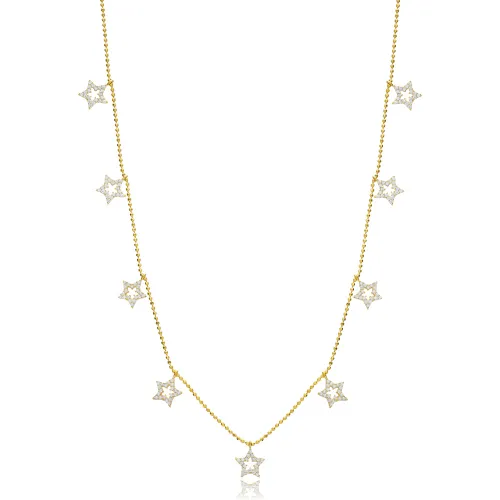 Star Design CZ Stone Shaker Silver Necklace
