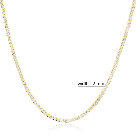 Chic Square Design Zirconia Stone Tennis Necklace Handmade Turkish 925 Sterling Silver Jewelry