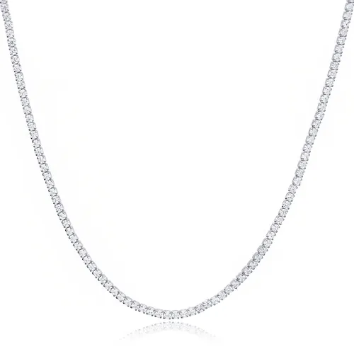 Chic Square Design Zirconia Stone Tennis Necklace Handmade Turkish 925 Sterling Silver Jewelry