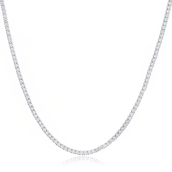 Chic Square Design Zirconia Stone Tennis Necklace Handmade Turkish 925 Sterling Silver Jewelry