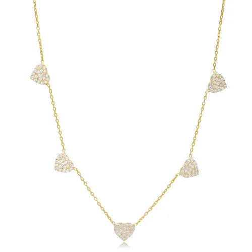 Elegant Heart Design Zircon Stone Shaker Necklace Turkish Handcrafted Wholesale 925 Sterling Silver Jewelry