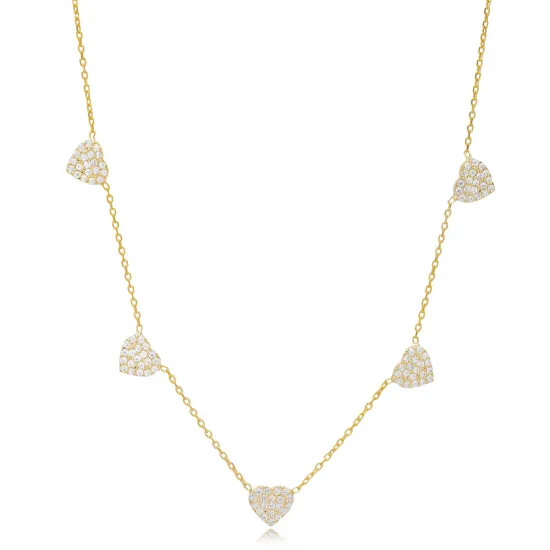 Elegant Heart Design Zircon Stone Shaker Necklace Turkish Handcrafted Wholesale 925 Sterling Silver Jewelry