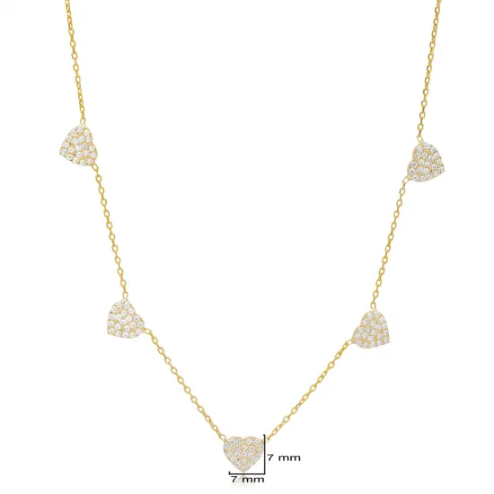 Elegant Heart Design Zircon Stone Shaker Necklace Turkish Handcrafted Wholesale 925 Sterling Silver Jewelry