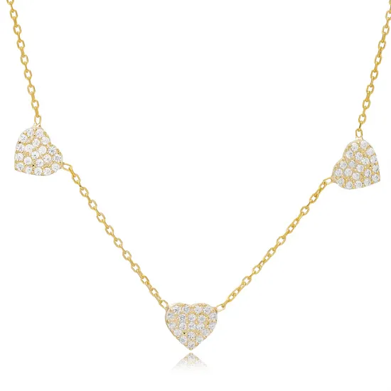 Elegant Heart Design Zircon Stone Shaker Necklace Turkish Handcrafted Wholesale 925 Sterling Silver Jewelry