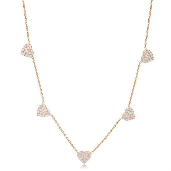 Elegant Heart Design Zircon Stone Shaker Necklace Turkish Handcrafted Wholesale 925 Sterling Silver Jewelry