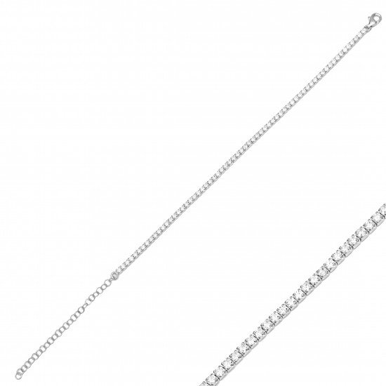 2 mm Square Design CZ Sterling Silver Tennis Bracelet BRA-3282