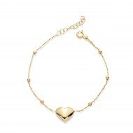 Elegant Plain Heart Design Ball Chain Silver Bracelet BRA-4359
