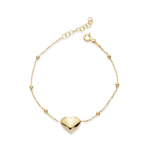 Elegant Plain Heart Design Ball Chain Silver Bracelet BRA-4359