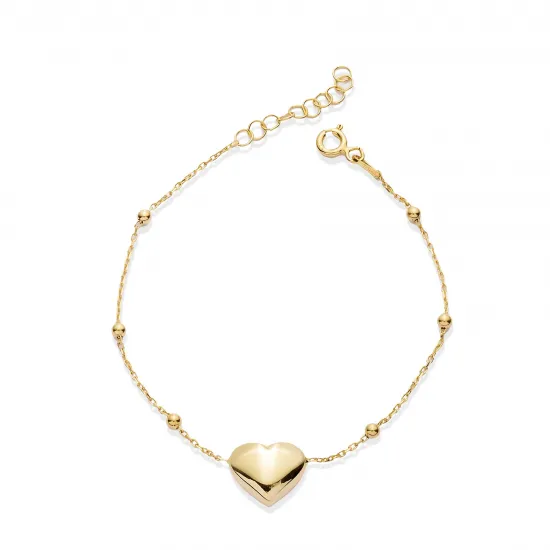 Elegant Plain Heart Design Ball Chain Silver Bracelet BRA-4359