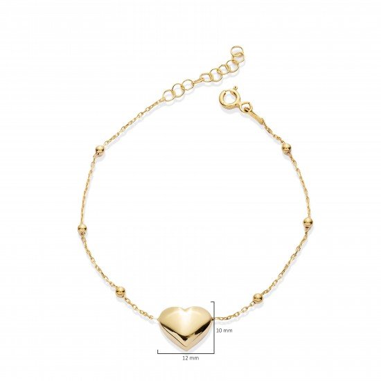 Elegant Plain Heart Design Ball Chain Silver Bracelet BRA-4359