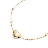 Elegant Plain Heart Design Ball Chain Silver Bracelet BRA-4359
