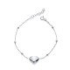 Elegant Plain Heart Design Ball Chain Silver Bracelet BRA-4359
