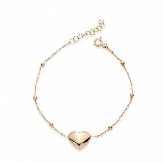 Elegant Plain Heart Design Ball Chain Silver Bracelet BRA-4359