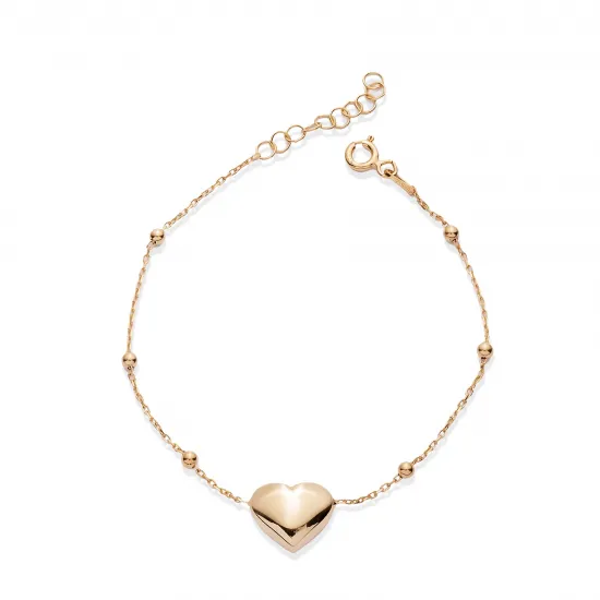Elegant Plain Heart Design Ball Chain Silver Bracelet BRA-4359