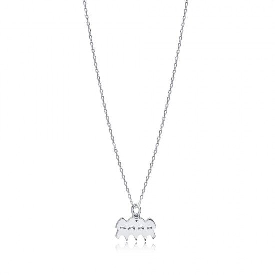 Aquarius Zodiac Sign Plain Silver Charm Necklace NECK-1228