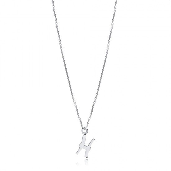 Pisces Zodiac Sign Plain Silver Charm Necklace NECK-1229