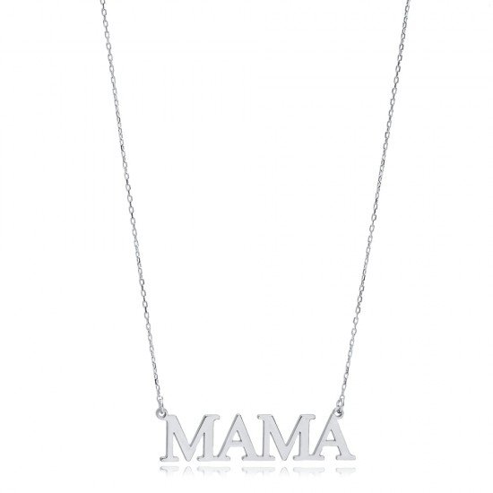 Mama Word Plain Pendant Silver Charm Necklace NECK-1251