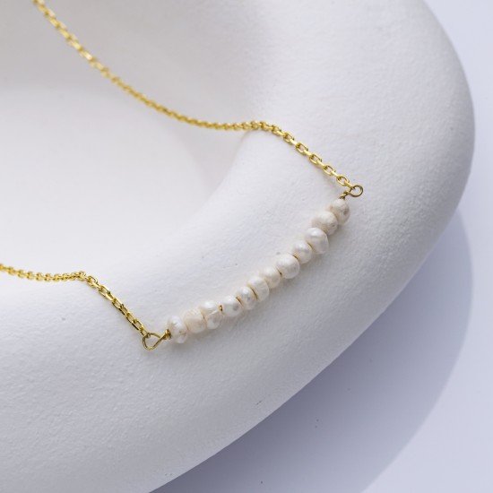 Multiple Minimalist Natural Pearls 925 Silver Jewelry Necklace NECK-334