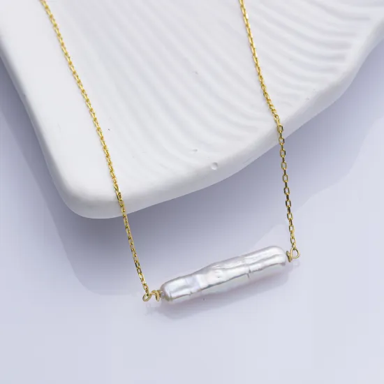 Natural Chic Pearl 925 Silver Jewelry Necklace Pendant NECK-335