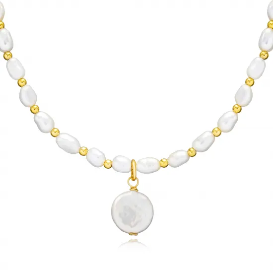 Elegant Natural Pearl 925 Wholesale Silver Jewelry Necklace NECK-336