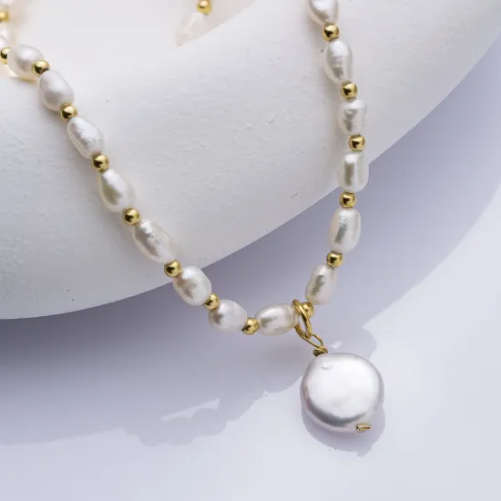 Elegant Natural Pearl 925 Wholesale Silver Jewelry Necklace NECK-336