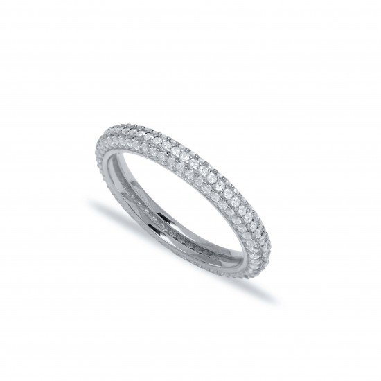 Pave Zirconia Stone Band Ring Wholesale Handcrafted 925 Silver Jewelry RNG-5164