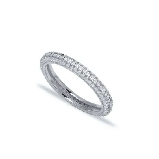 Pave Zirconia Stone Band Ring Wholesale Handcrafted 925 Silver Jewelry RNG-5164