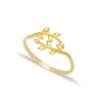 Elegant Leaf Design Adjustable Ring Wholesale 925 Silver Jewelry