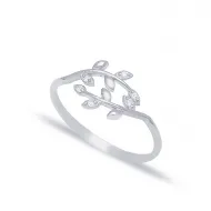 Elegant Leaf Design Adjustable Ring Wholesale 925 Silver Jewelry