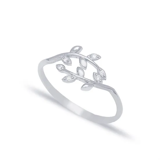 Elegant Leaf Design Adjustable Ring Wholesale 925 Silver Jewelry