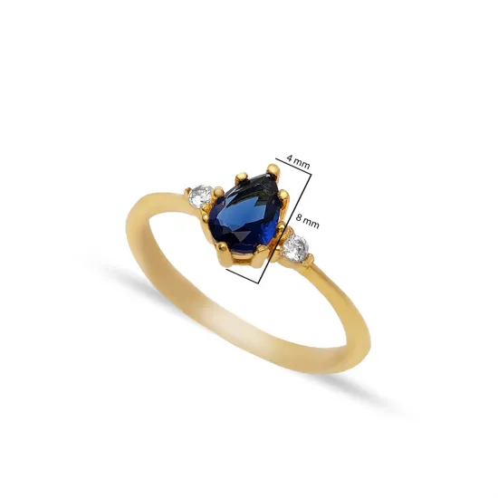 Sapphire CZ Pear Drop Design 925 Sterling Silver Ring