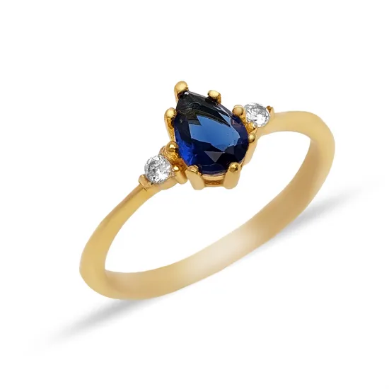 Sapphire CZ Pear Drop Design 925 Sterling Silver Ring