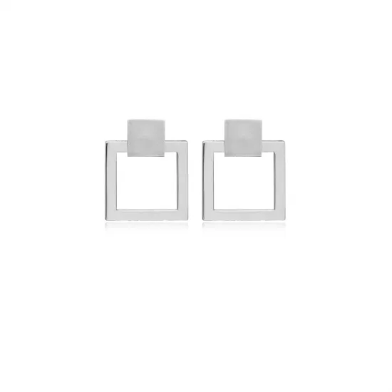 Geometric Square Silver Stud Earrings Geometric Square Silver Stud Earrings