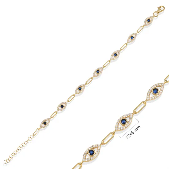 Sapphire Stone Evil Eye 925 Silver Bracelet Sapphire Stone Evil Eye 925 Silver Bracelet