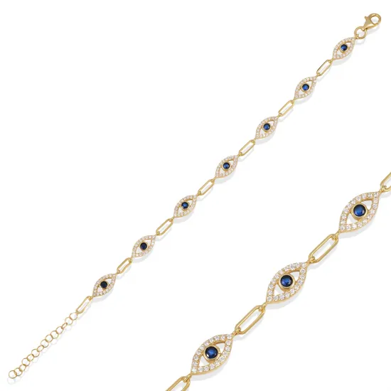 Sapphire Stone Evil Eye 925 Silver Bracelet Sapphire Stone Evil Eye 925 Silver Bracelet